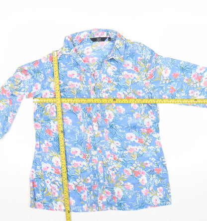 Womens UK Size 12 Isle Essentials Blue Tunic Button-Up