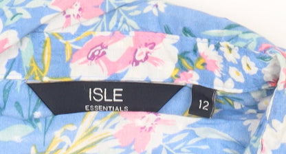 Womens UK Size 12 Isle Essentials Blue Tunic Button-Up