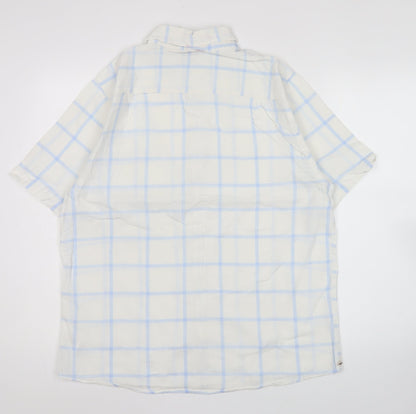 Ben Smith Men’s White Linen Cotton Short Sleeve Check Shirt M