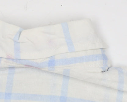 Ben Smith Men’s White Linen Cotton Short Sleeve Check Shirt M