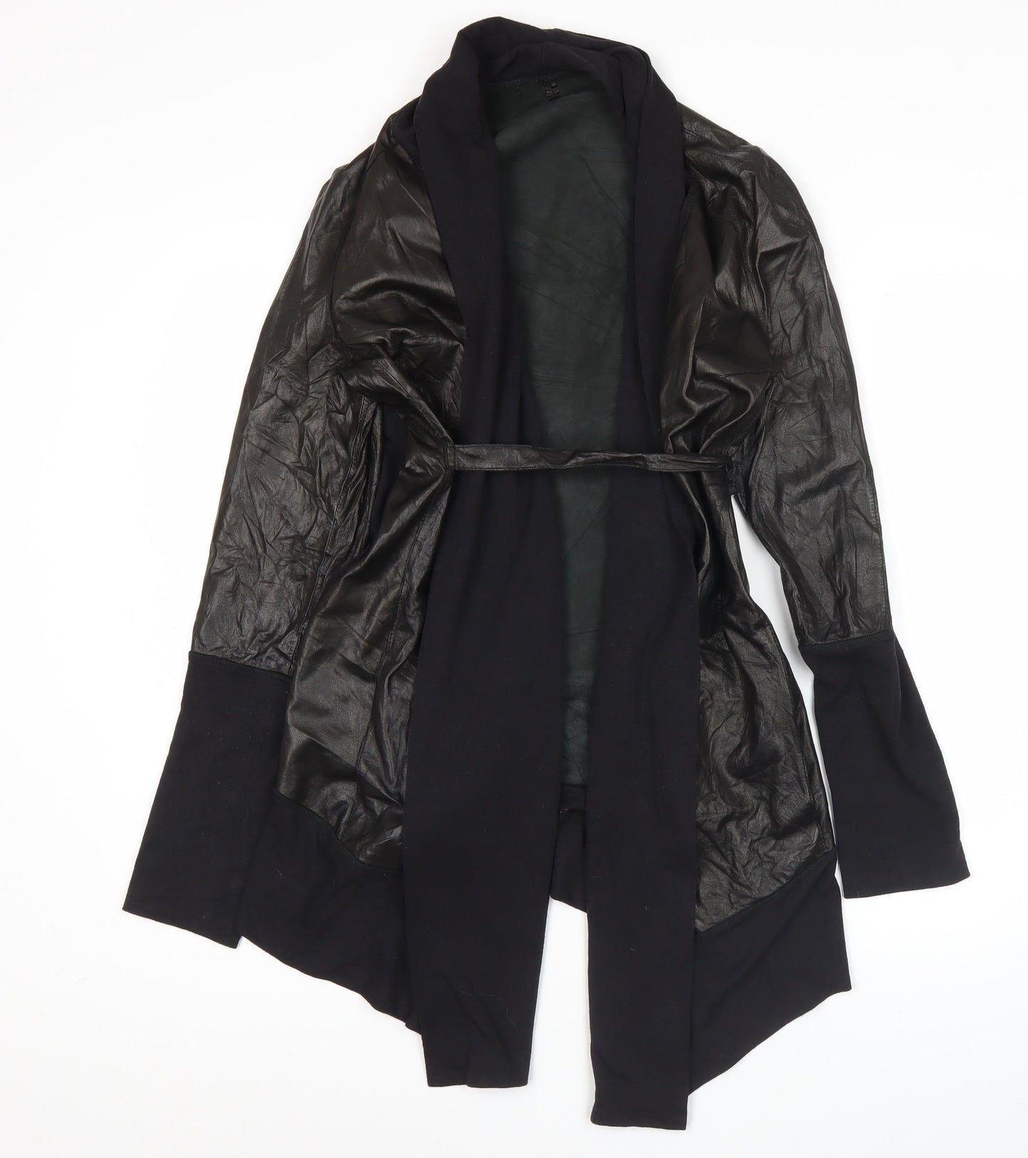 Ancient Rhino Womens Black Faux Leather Jacket Coatigan XL