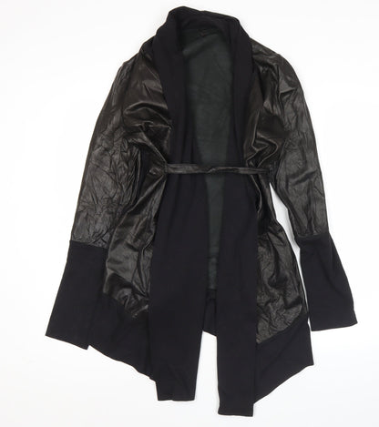 Ancient Rhino Womens Black Faux Leather Jacket Coatigan XL