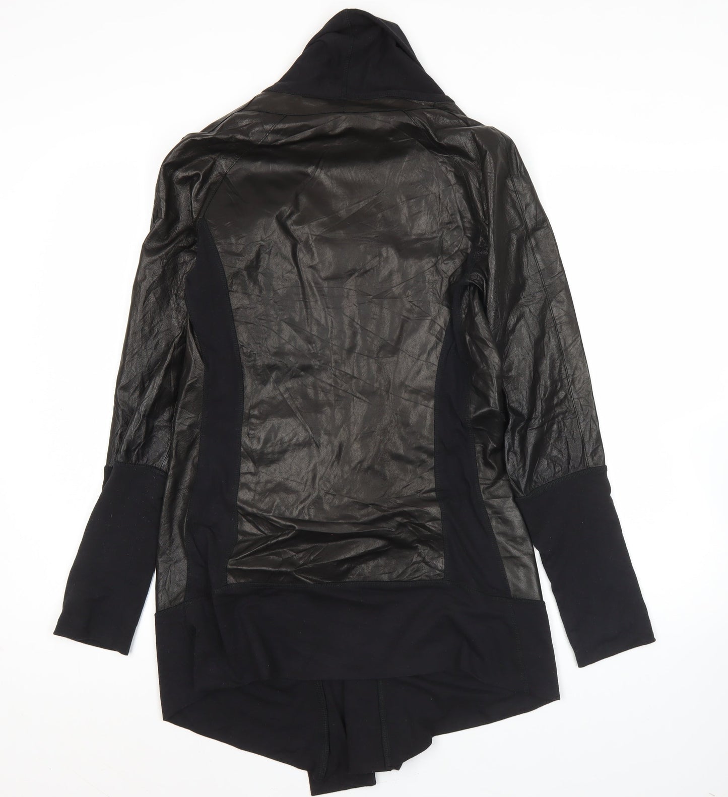 Ancient Rhino Womens Black Faux Leather Jacket Coatigan XL