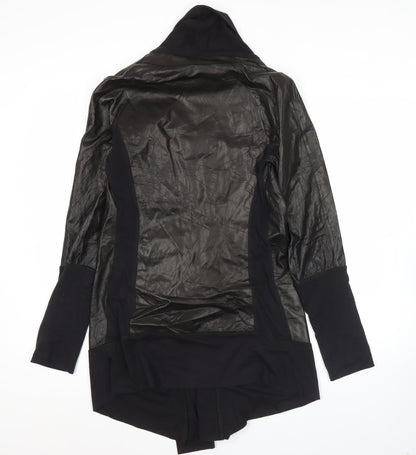 Ancient Rhino Womens Black Faux Leather Jacket Coatigan XL