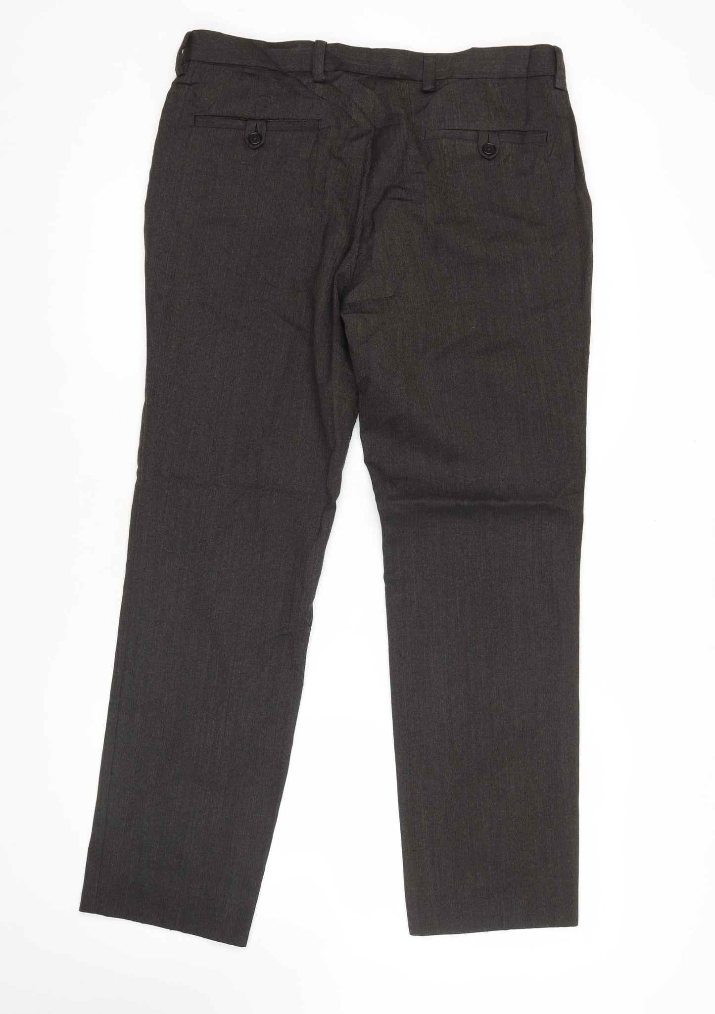 Next Men’s Brown Wool Blend Dress Trousers 32S Straight Leg
