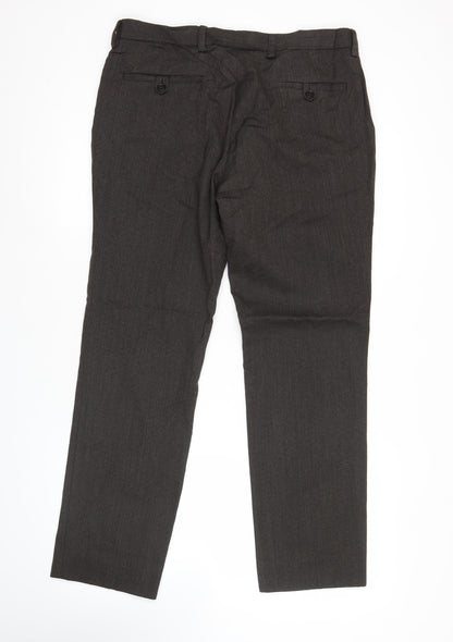 Next Men’s Brown Wool Blend Dress Trousers 32S Straight Leg