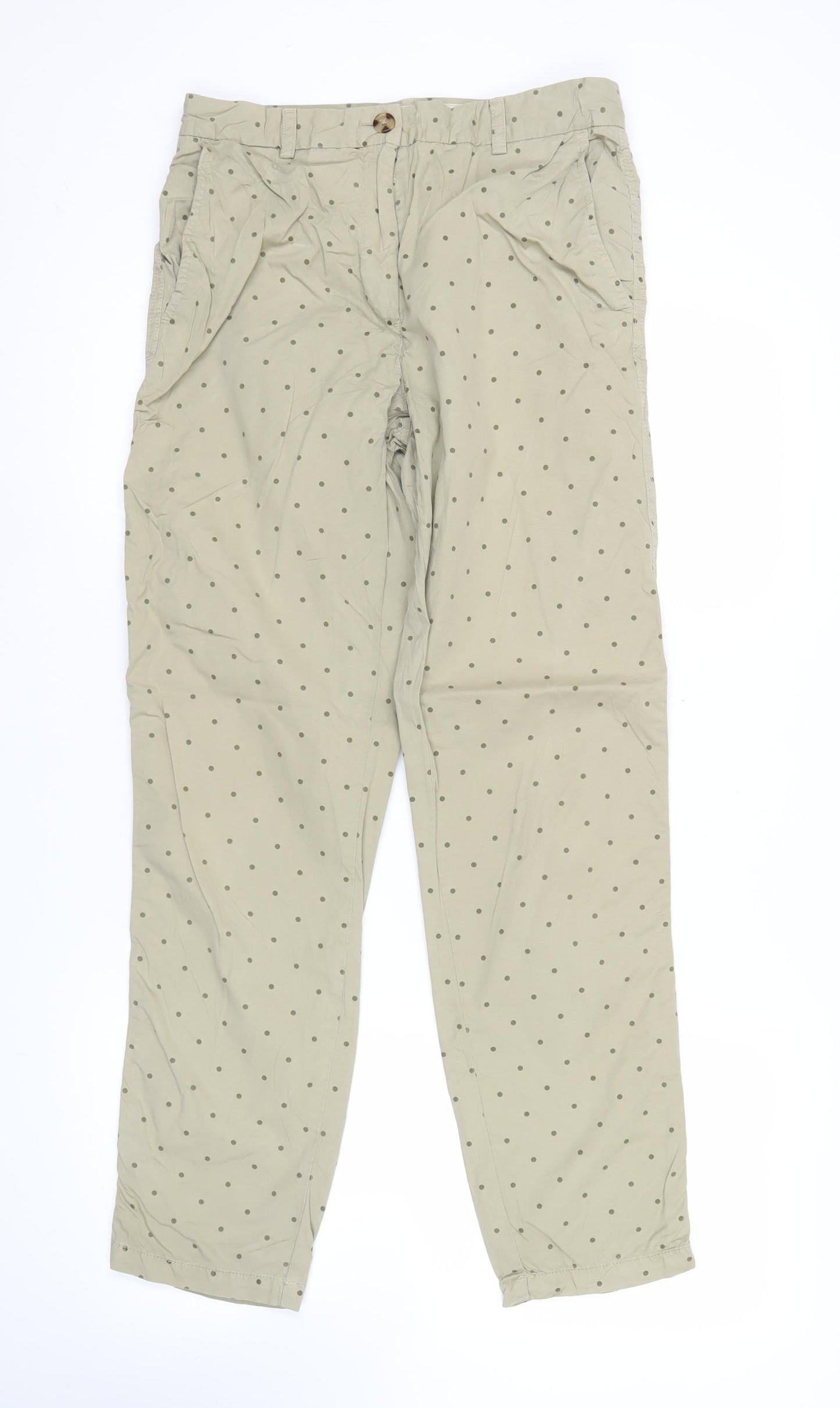 Womens UK Size 8 Marks and Spencer Regular Fit Chino Beige Trousers