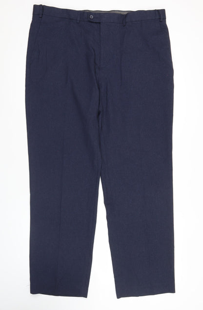 Marks and Spencer Mens Blue Regular Fit Dress Trousers Size 40W 33L