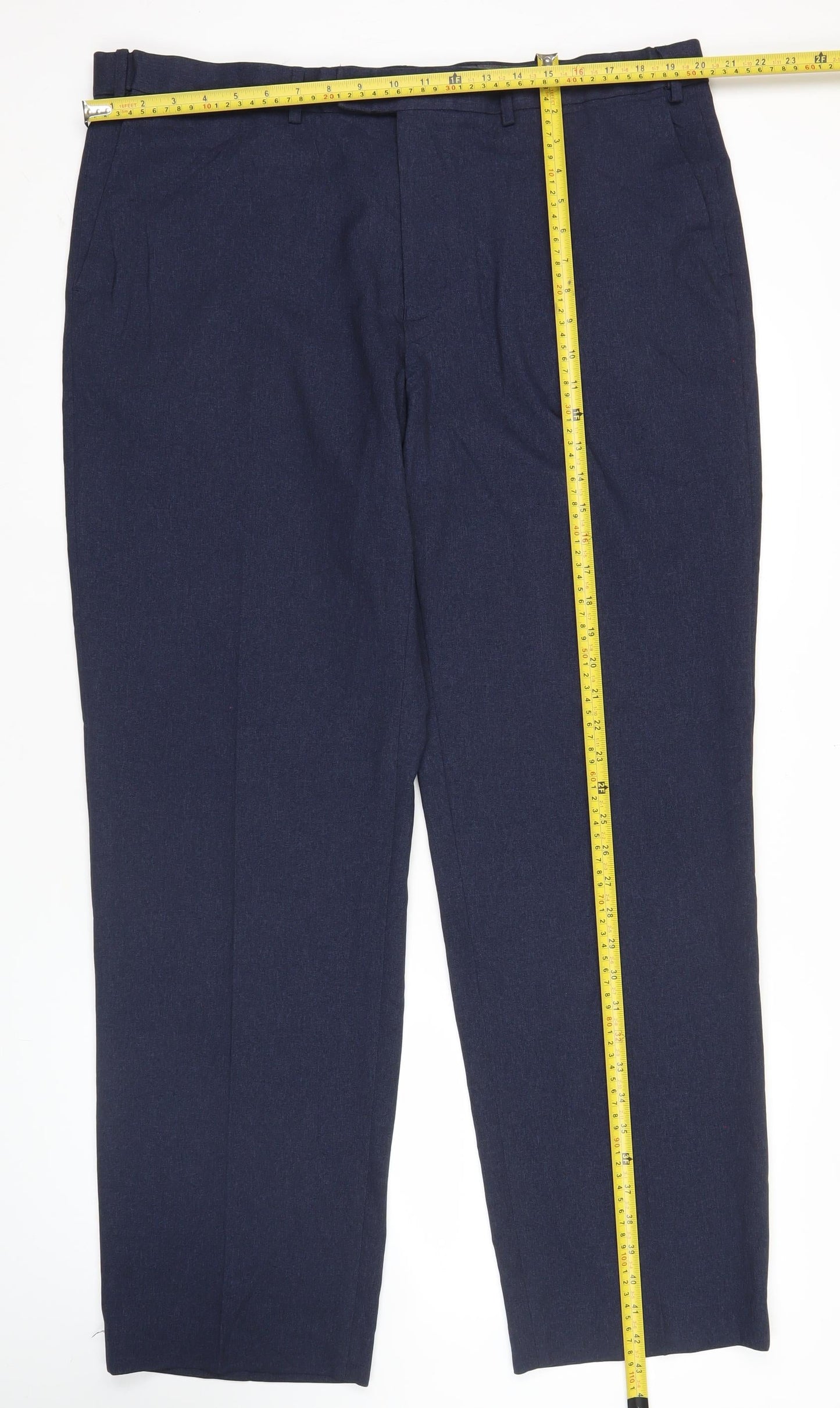 Marks and Spencer Mens Blue Regular Fit Dress Trousers Size 40W 33L