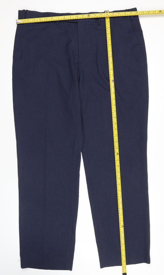 Marks and Spencer Mens Blue Regular Fit Dress Trousers Size 40W 33L