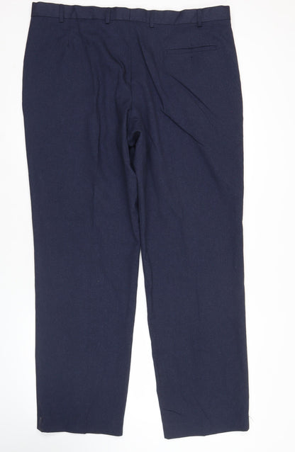 Marks and Spencer Mens Blue Regular Fit Dress Trousers Size 40W 33L