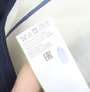 Marks and Spencer Mens Blue Pinstripe Wool Dress Trousers 32W 33L