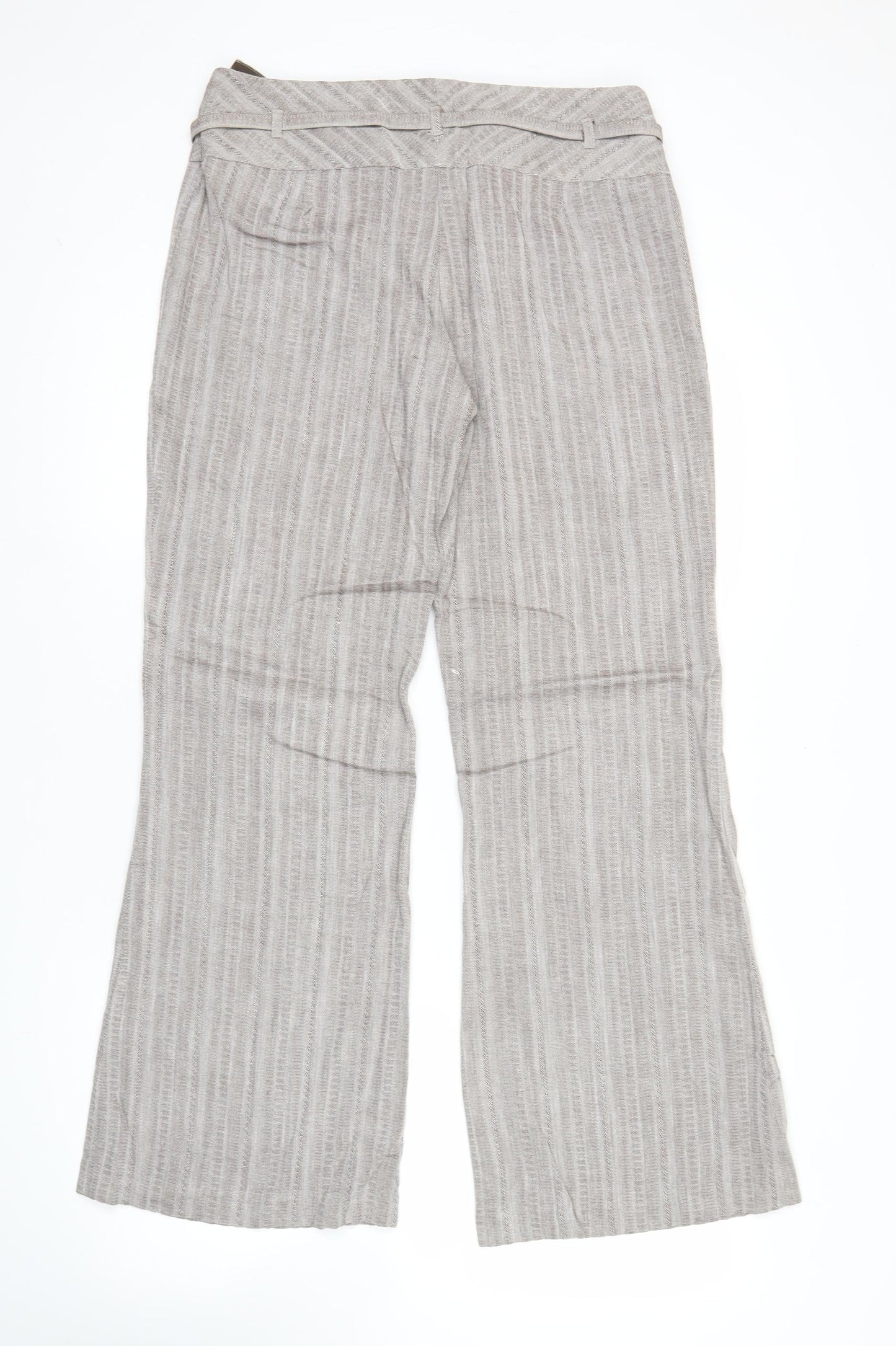 Next Womens Beige Striped Straight Trousers Size 12 Regular