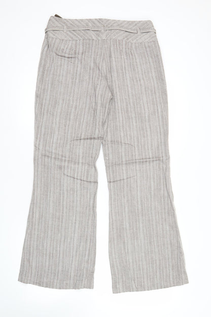 Next Womens Beige Striped Straight Trousers Size 12 Regular