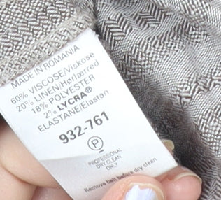 Next Womens Beige Striped Straight Trousers Size 12 Regular