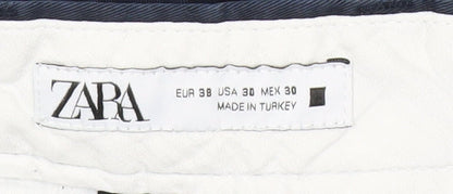 Zara Men's Blue Slim Fit Chino Trousers Size 30W 38EU