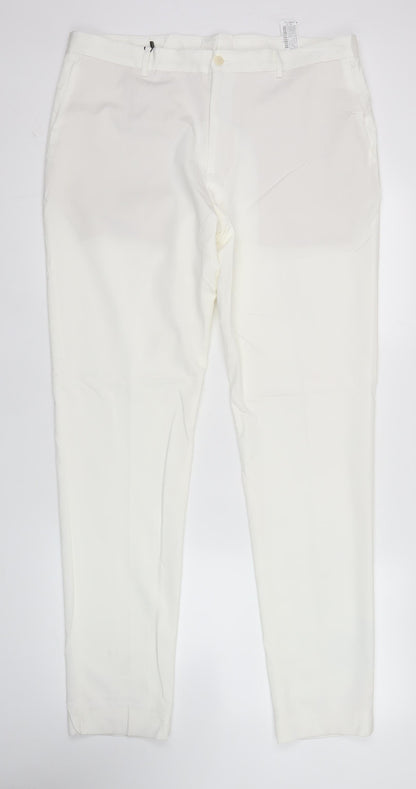 Zara Men White Slim Fit Dress Trousers Size 34 Waist Formal Pants