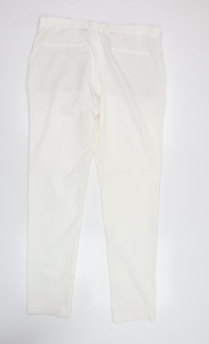 Zara Men White Slim Fit Dress Trousers Size 34 Waist Formal Pants