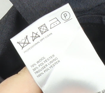 Marks and Spencer Men’s Blue Wool Blend Pleated Dress Pants 36W 31L