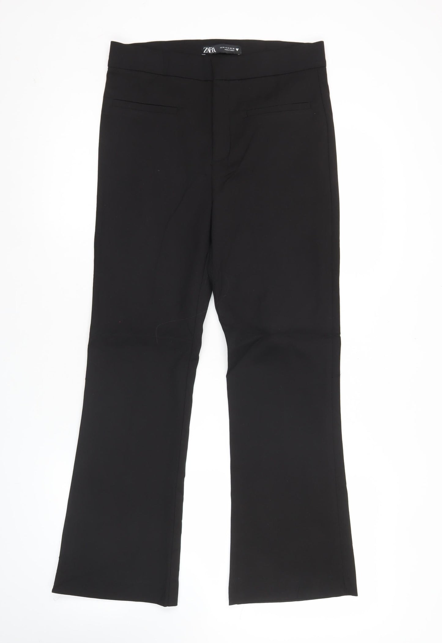 Womens UK Size M Zara Regular Fit Business Workwear Casual Black Trousers
