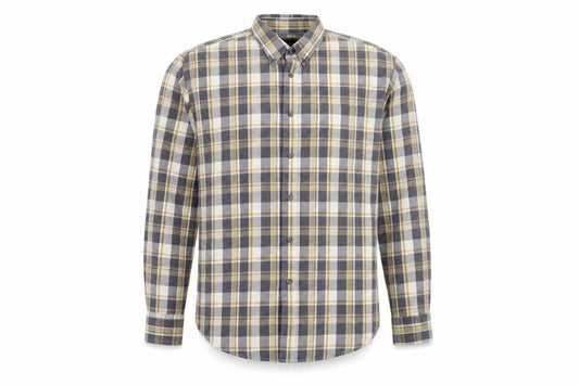 Marks and Spencer Men’s Grey Plaid XL Flannel Cotton Button-Up Shirt
