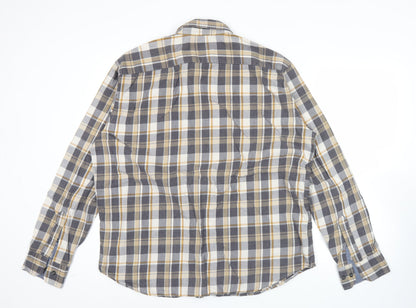 Marks and Spencer Men’s Grey Plaid XL Flannel Cotton Button-Up Shirt