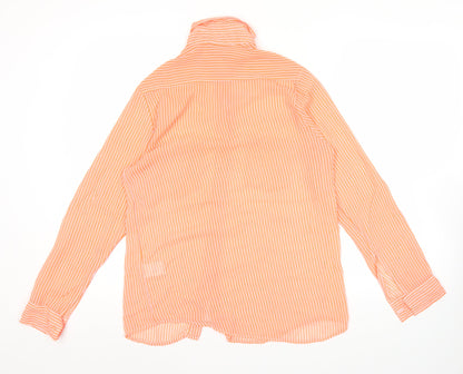 Motel Rocks Women Orange Striped Sheer Button-Up Shirt Size S