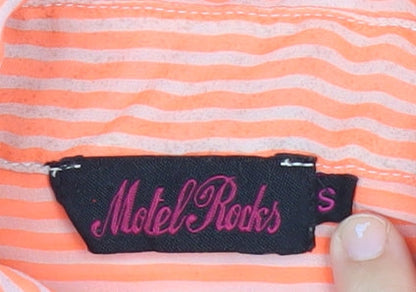 Motel Rocks Women Orange Striped Sheer Button-Up Shirt Size S