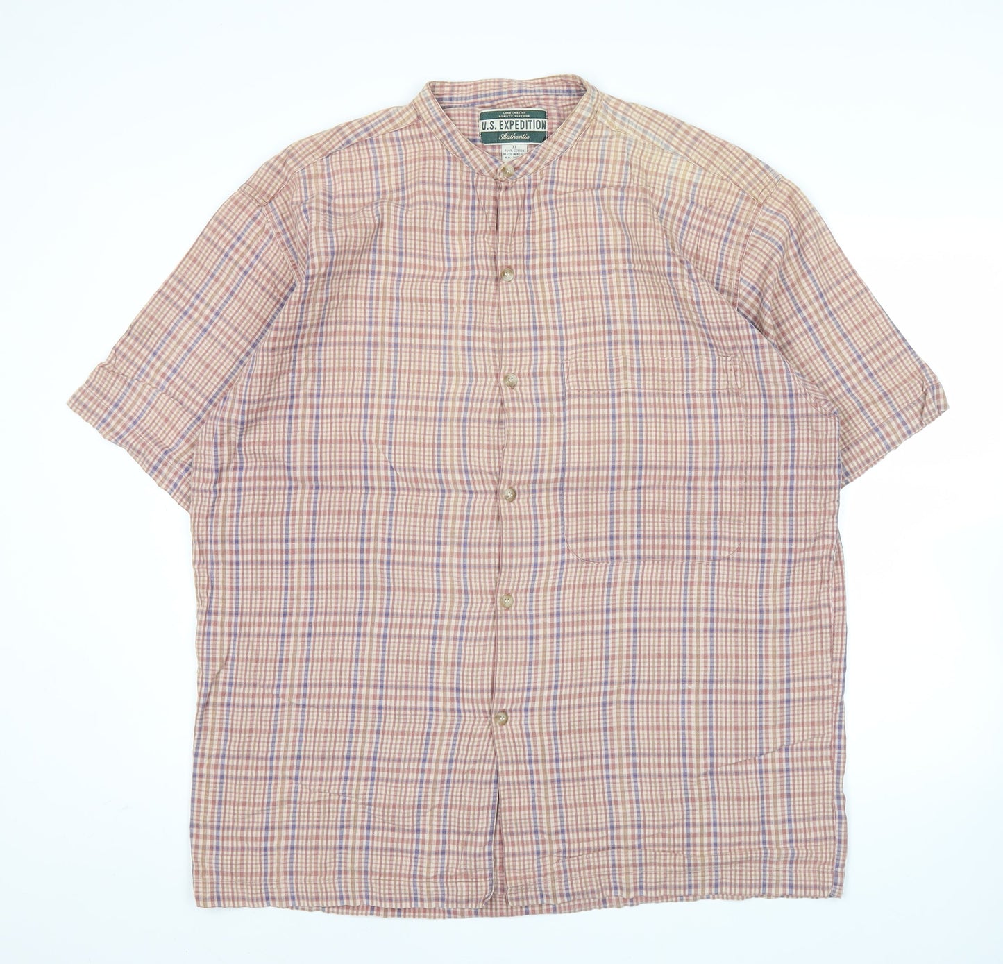U.S. Expedition Men’s Multicoloured XL Checked Cotton Short Sleeve Shirt