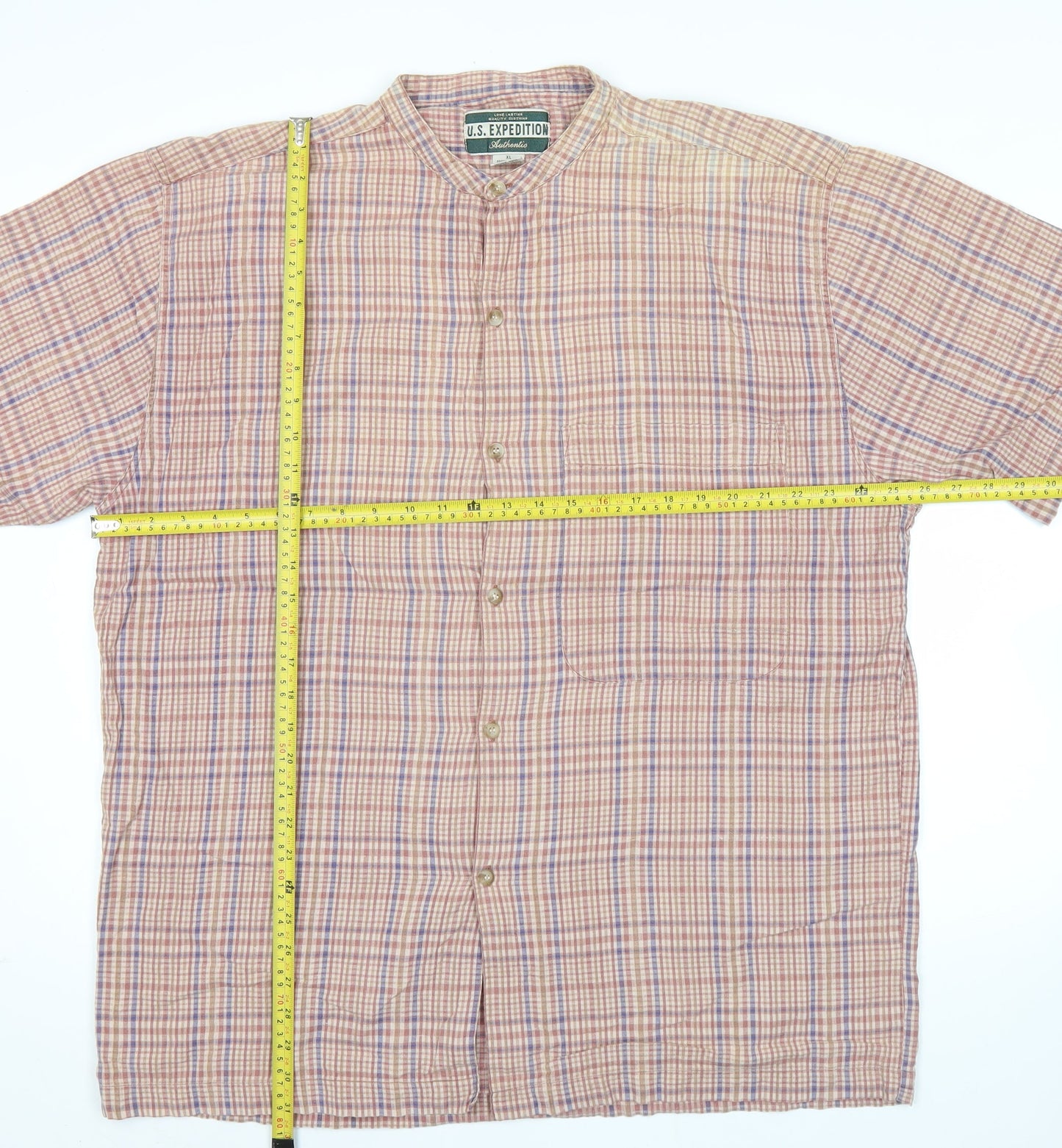 U.S. Expedition Men’s Multicoloured XL Checked Cotton Short Sleeve Shirt