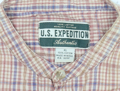 U.S. Expedition Men’s Multicoloured XL Checked Cotton Short Sleeve Shirt