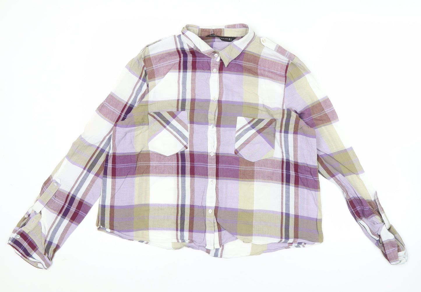 Womens UK Size L Zara Multicoloured Basic Button-Up