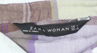 Womens UK Size L Zara Multicoloured Basic Button-Up