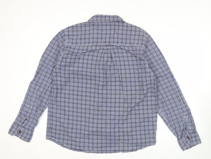 John Lewis Men’s Blue Check Cotton Twill Shirt L Long Sleeve Casual