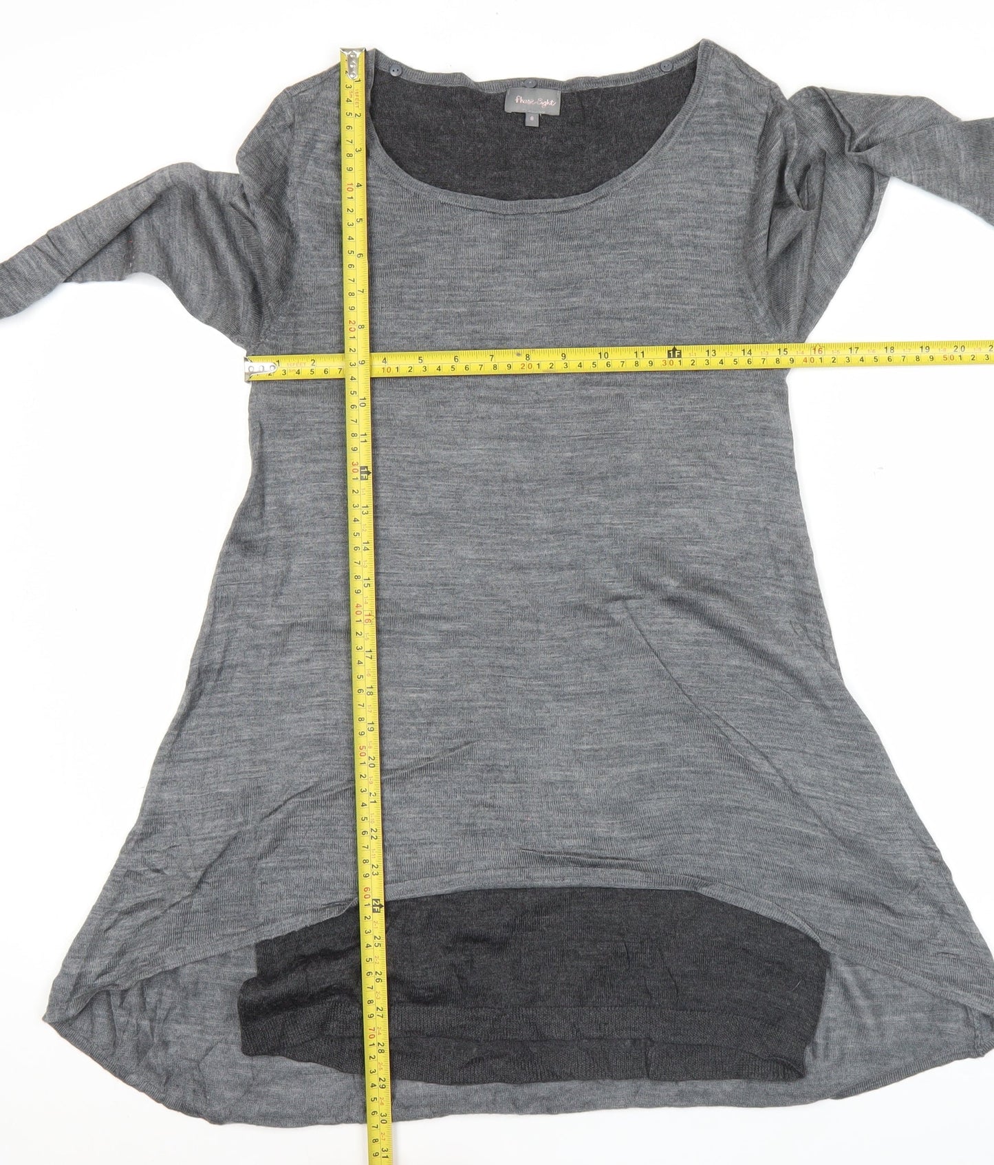 Phase Eight Women Grey Size 8 Shift Hi-Low Knit Dress