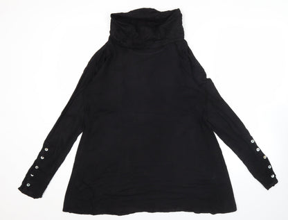 EDIT by Jeanne Beker Womens Black Roll Neck Tunic Blouse Size S