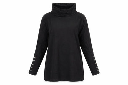EDIT by Jeanne Beker Womens Black Roll Neck Tunic Blouse Size S