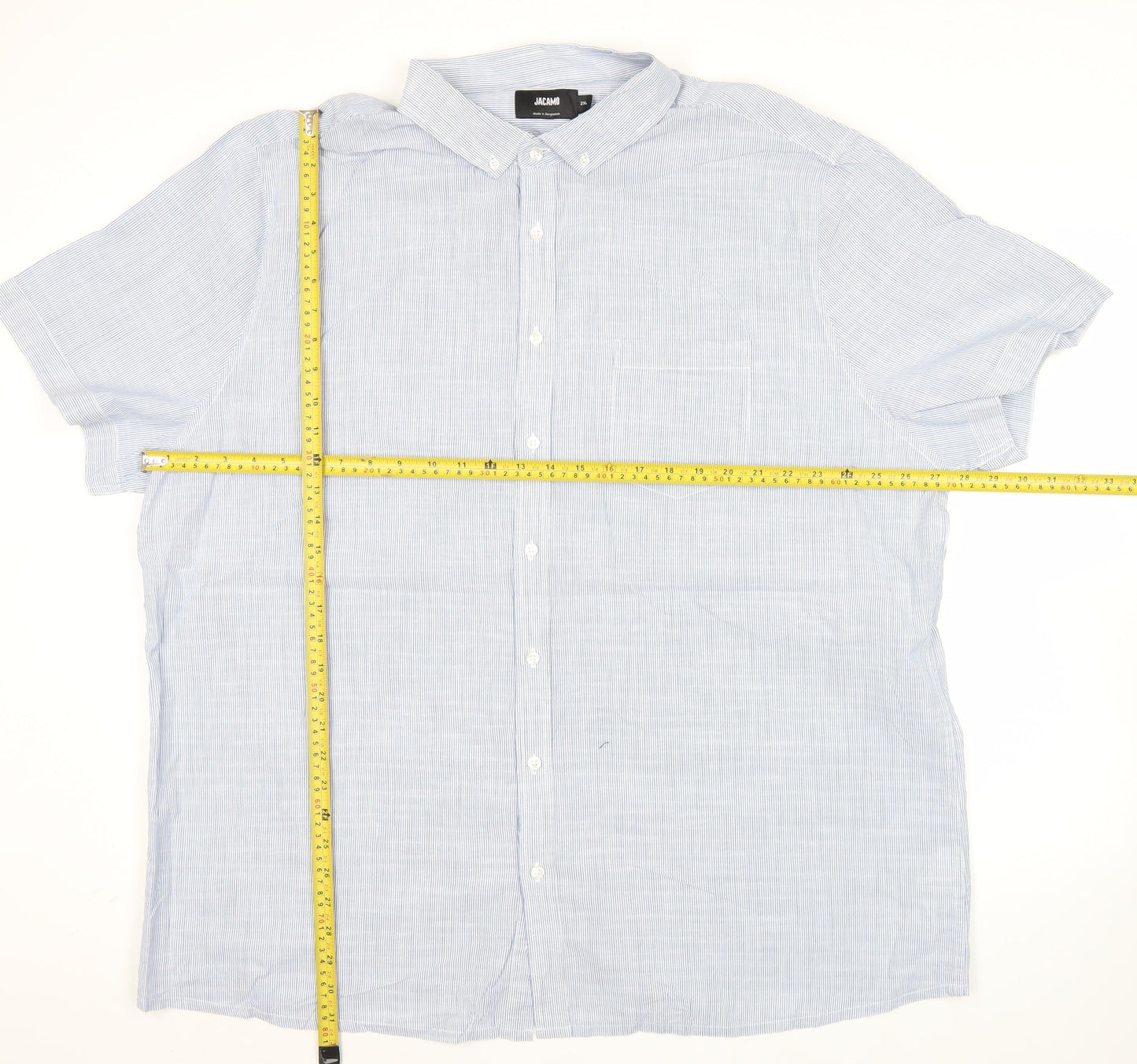 Jacamo Men’s Blue 2XL Short Sleeve Button-Down Cotton Shirt