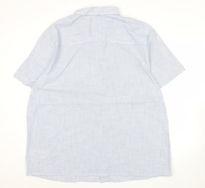 Jacamo Men’s Blue 2XL Short Sleeve Button-Down Cotton Shirt