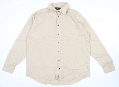 Marks and Spencer Mens Beige 17in Chest 43 Long Sleeve Cotton Shirt