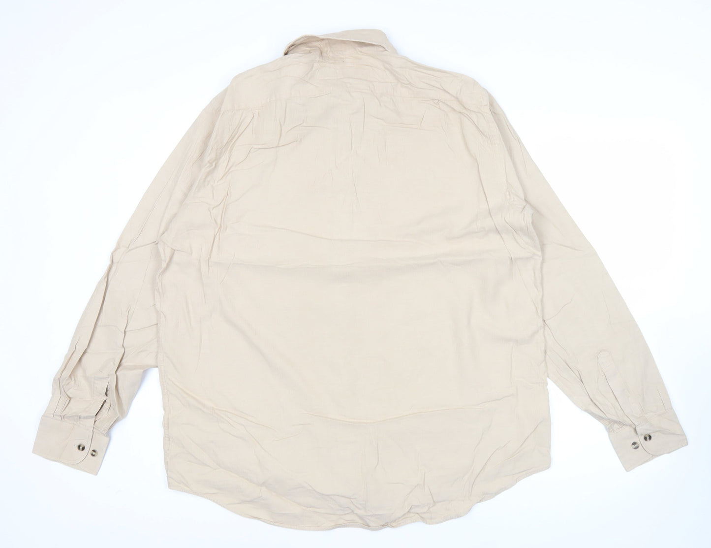 Marks and Spencer Mens Beige 17in Chest 43 Long Sleeve Cotton Shirt