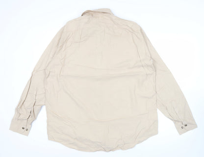Marks and Spencer Mens Beige 17in Chest 43 Long Sleeve Cotton Shirt