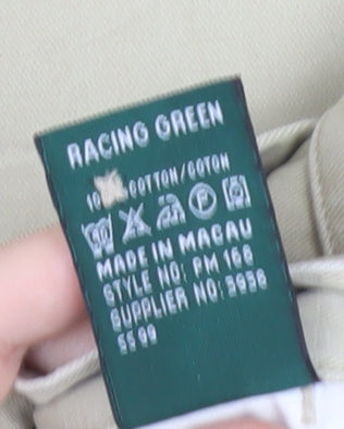 Racing Green Mens Beige Chino Trousers 32R Straight Cotton