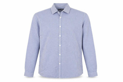 B&W Mens Blue Slim Fit Check Button-Up Shirt 17in Long Sleeve