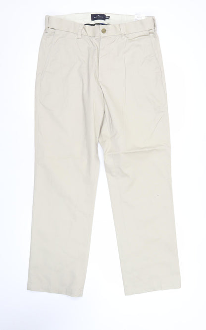 Marks and Spencer Blue Harbour Men's Beige Chino Trousers 32W 29L Regular Fit