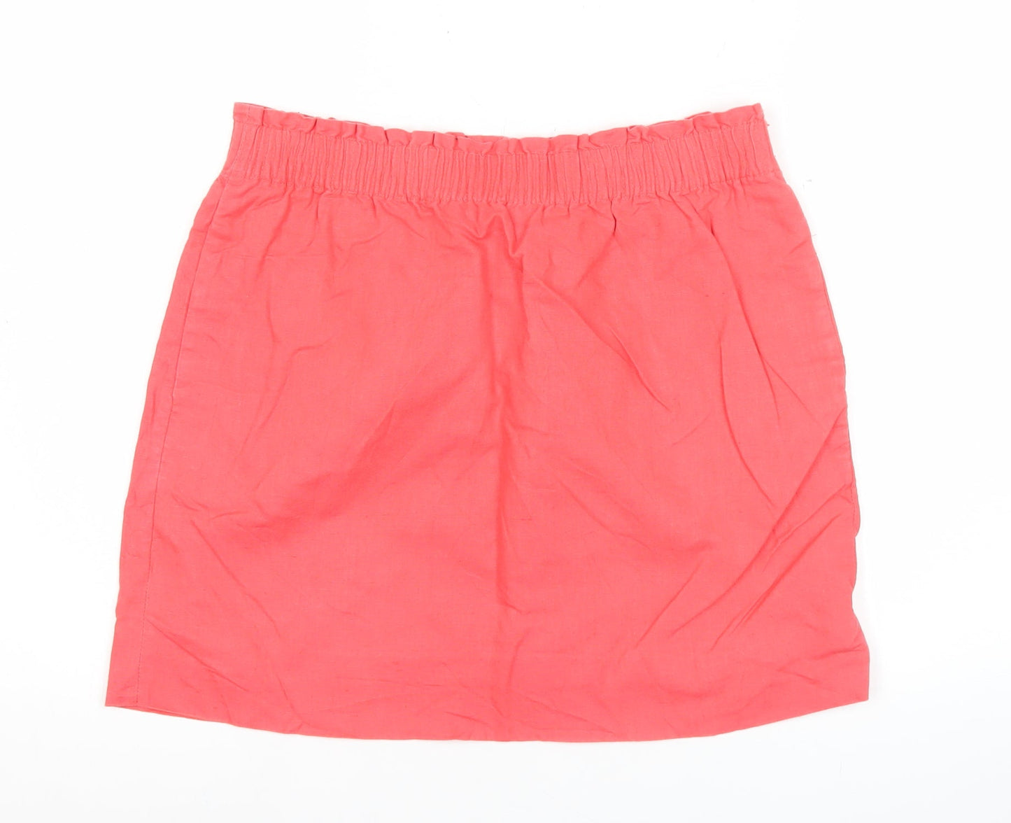 J.Crew Womens Pink Linen Cotton Elastic Waist Skirt Size 12
