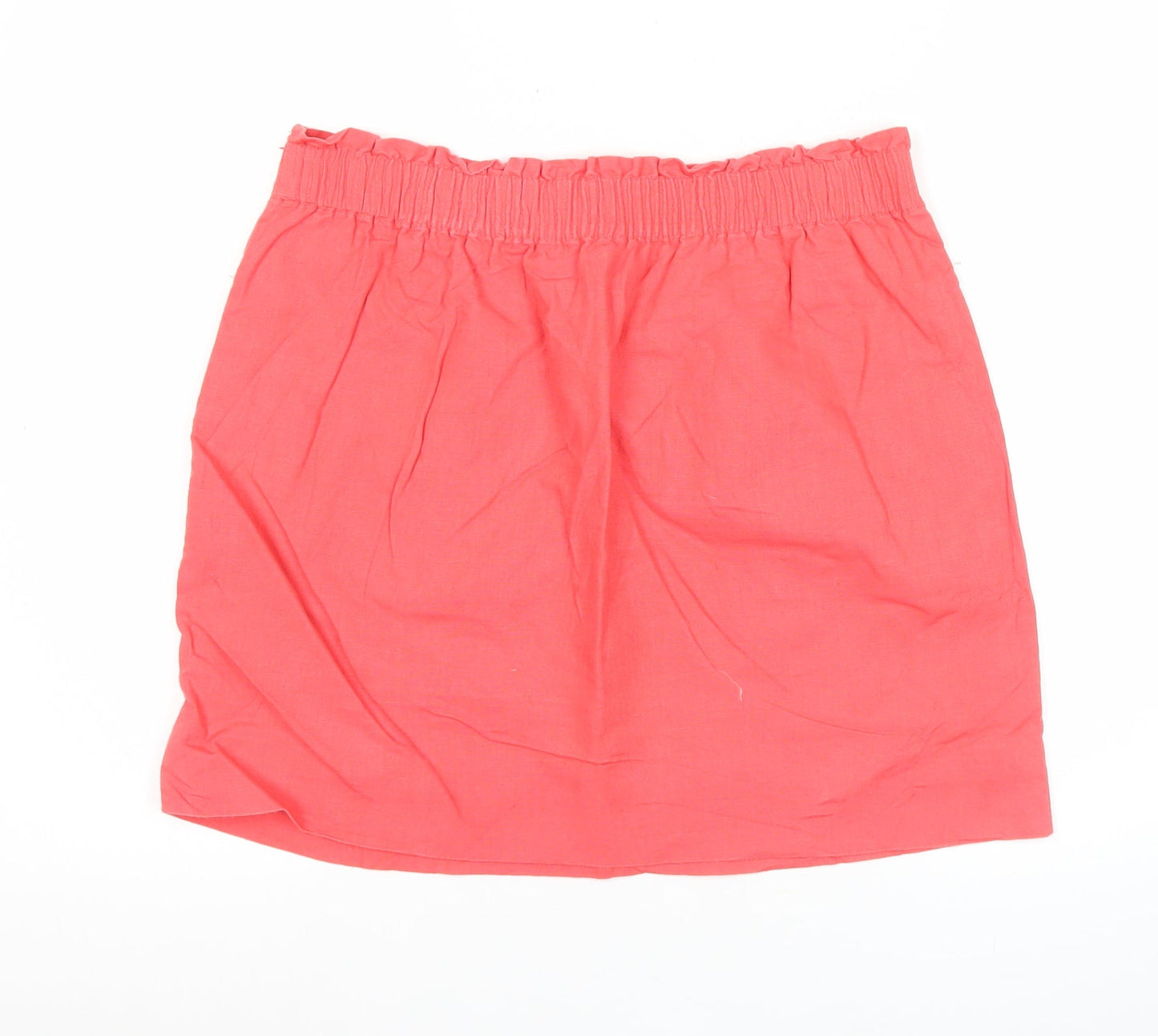 J.Crew Womens Pink Linen Cotton Elastic Waist Skirt Size 12