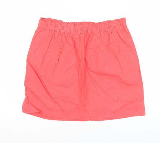 J.Crew Womens Pink Linen Cotton Elastic Waist Skirt Size 12