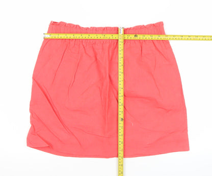 J.Crew Womens Pink Linen Cotton Elastic Waist Skirt Size 12
