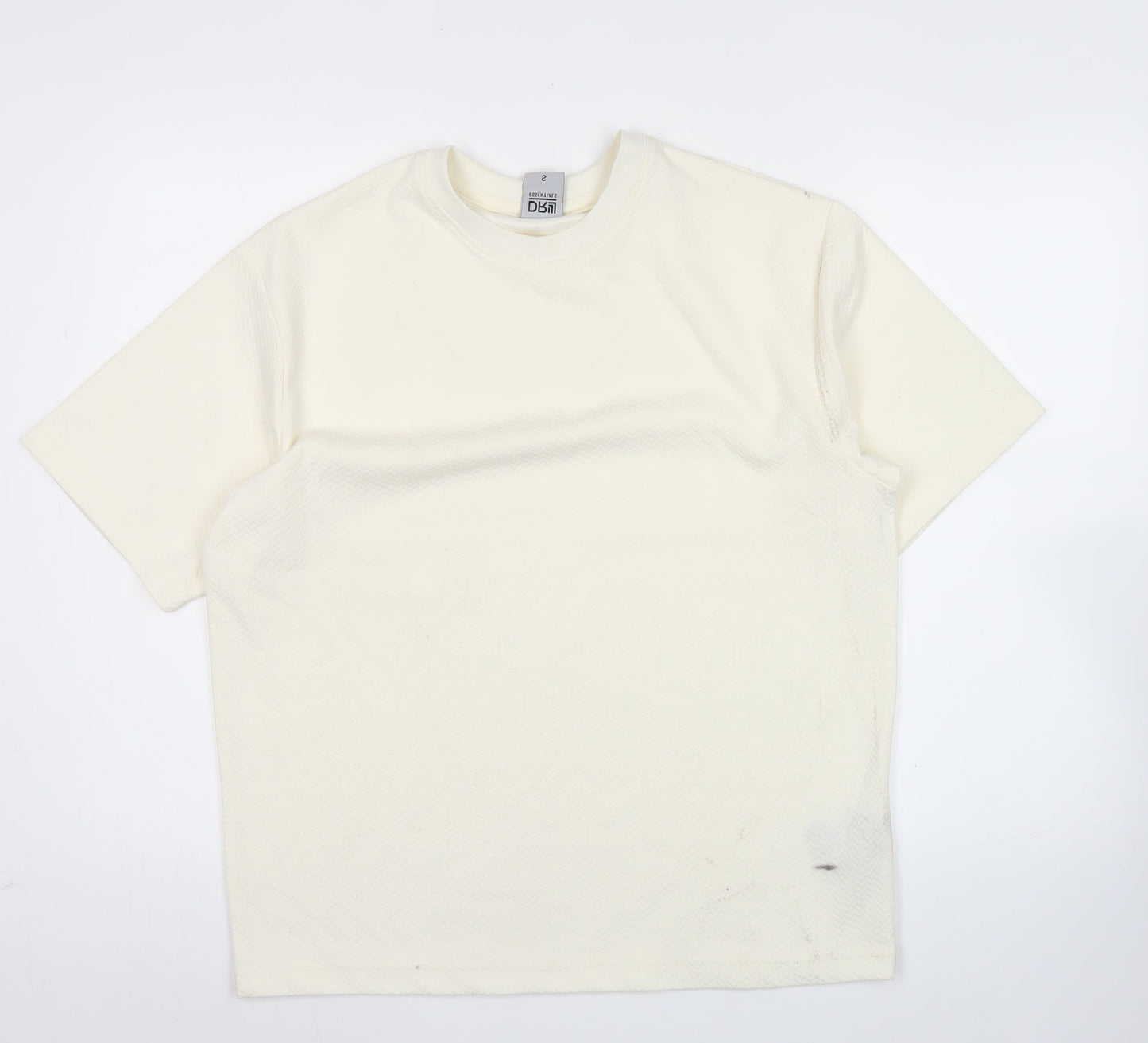 DRY Essentials Men’s Ivory Short Sleeve Cotton Blend T-Shirt Size S